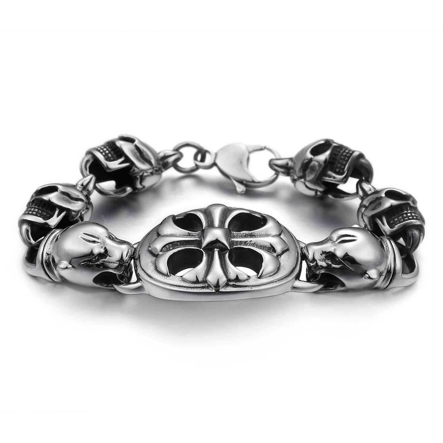 KALEN Personality Punk Skeleton and Dog Head Stainless Men's Bracelet