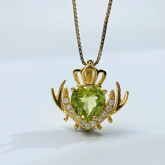 Gioiellieri Natural Green Peridot Pendant with S925 Sterling Silver for Women Elegant Gemstone Necklace Healing Energy Crystal Luxury