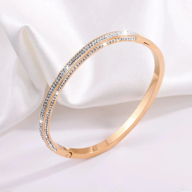 REBEL Stainless Inoxydable Stainless Steel 18K Gold Plated Roman Women Fashion Jewelry Bracelets Bangles