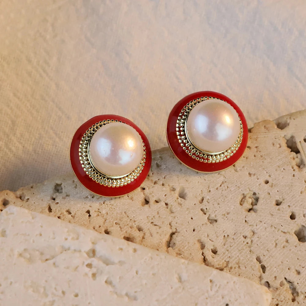 Natural Freshwater Pearl Stud Earrings for Women, Delicate Niche, High-end Earrings, Fashionable  Luxury Temperament Earrings