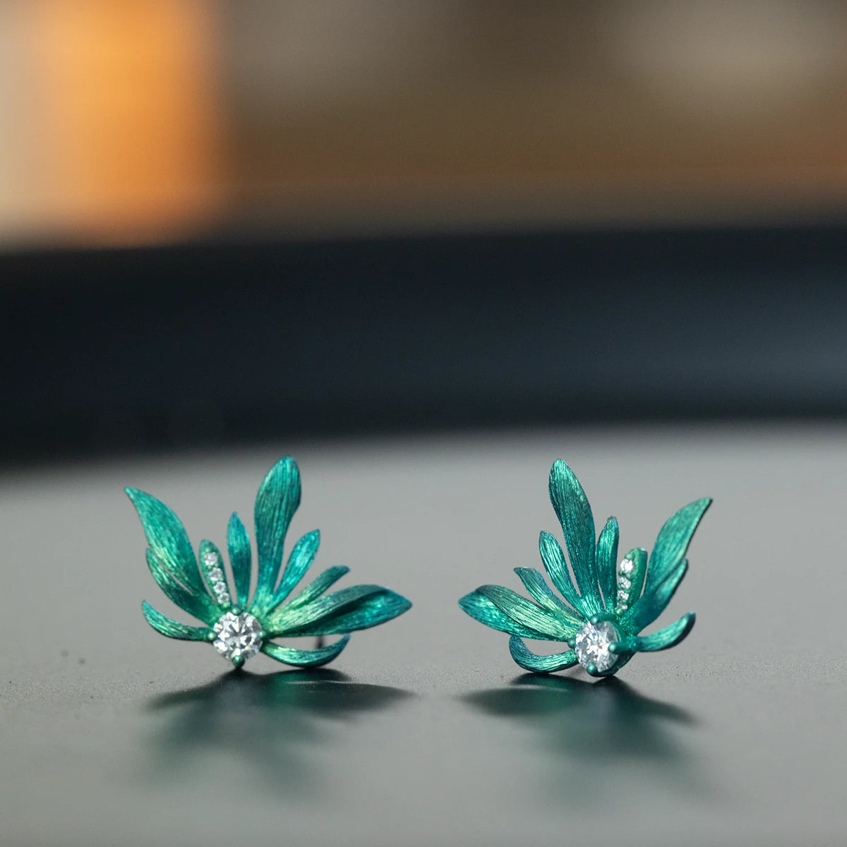 S&S Titanium Zircon Flower Stud Earring | Gradient Blue | Fine Jewellery