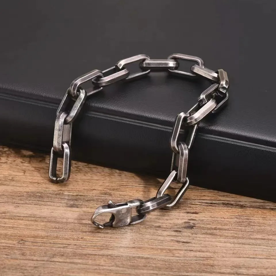 REBEL Black Color Cuban Link Bracelet for Men Stainless Steel Chunky Bracelets Exquisite Turkish Jewelry rs ALN25121184