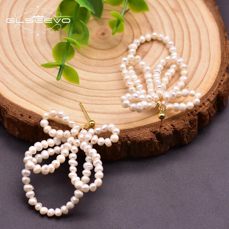 Handmade Fresh Water Pearls Bow-knot Hyperbole Dangle Earrings for Girls Wedding Cute Jewellery for Women  Earrings Bulk