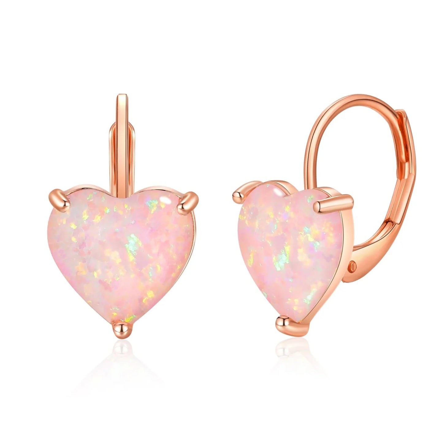 Southwestern Brass Opal Jewelry for Women Bohemian Plant Floral Cluster Silver Plated Heart Shape Stud Earrings