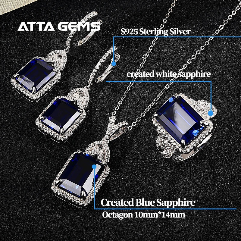 Fine Jewelry Synthetic Blue Sapphire Necklace Sets 2026 Trend America Gift Chain Party Figure Necklaces Pendant for Wedding