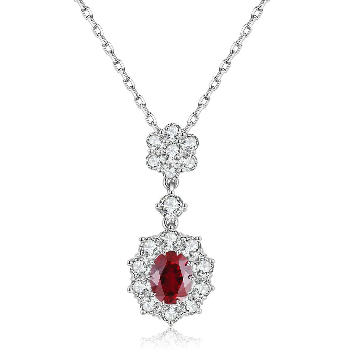 Gemfiori Custom Women Fine Jewelry Simple Lab Grown Ruby Diamond GIA IGI Certified Necklace