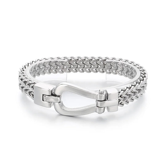 KALEN Punk Herringbone Chain Fine Jewelry Fashion Bracelets Men Stainless Steel Skull Charm Bracelet Bangle