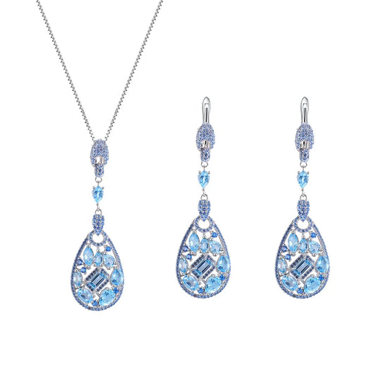 ArtistA Luna View Blue Jewellery Set in 925 Sterling Silver
