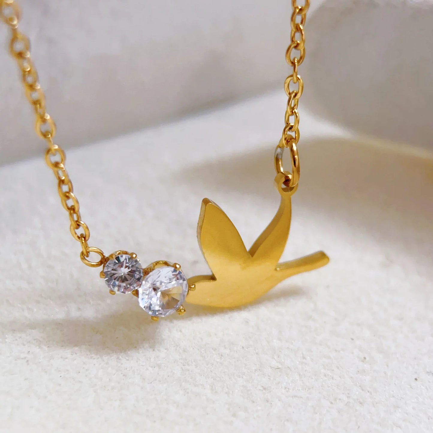 Trendy Dove Pendant Necklace Women's Zircon Copper Bamboo New Niche-Style Fashionable Premium Elegant Versatile Subtly Luxurious