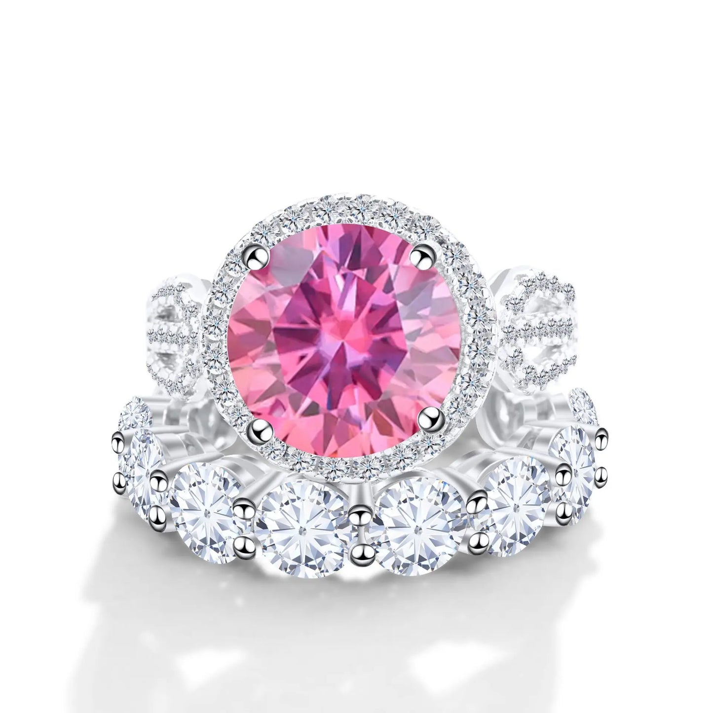 Wholesale Fine Luxury Jewelry Women Red Rings with 12 Carat GRA Certificate Big diamond Moissanite 925 Sterling Silver Ring Sets