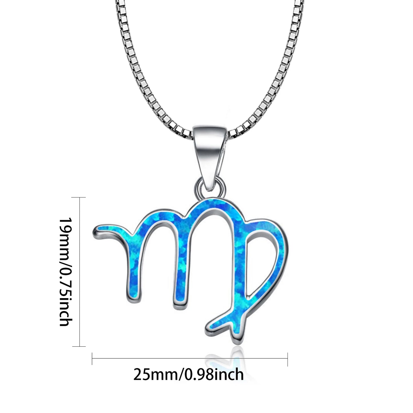 Dainty Scorpio Sign Necklace - Handcrafted Blue Fire Opal Silver Plated Hollow Zodiac Jewelry Bulk