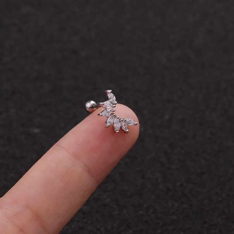 S&S 18K Gold Plated Zircon Stud Earrings | Stainless Steel Ear Bone Nail | S&S Collection