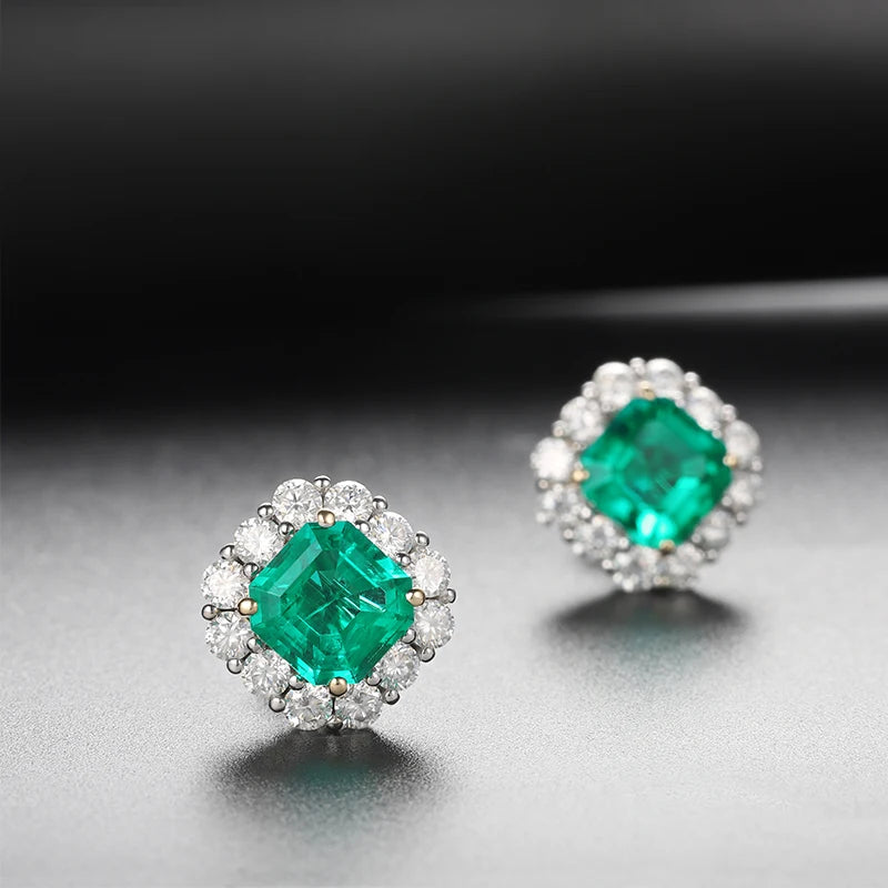 ArtistA Luxury Fancy Design Earring Women Jewelry Square Lab Gemstone Classic S925 Silver Women Birthday Gift Classic Earring Stud Set