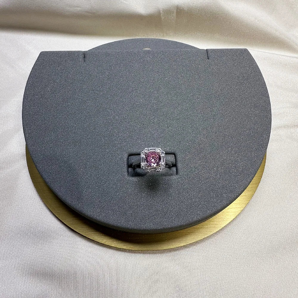 MuShan Jewelry Factory  Square Inlaid Circular 7mm Yellow Diamond 925 Silver High Carbon Diamond Ring for Women  Light Luxury