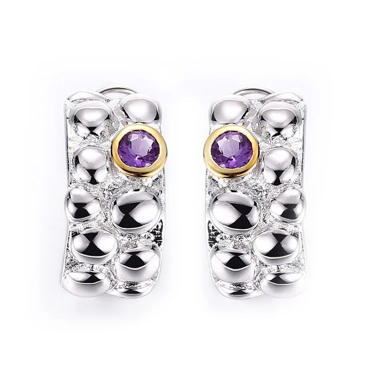 Latest Earrings Oval Amethyst Recycled 925 Sterling Silver Jewelry