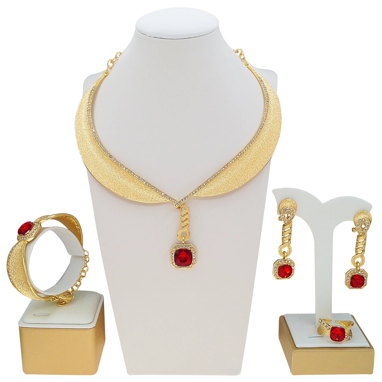 Zhuerrui New Arrival Quality Style Alloy Italian Gold Plated Copperhigh  Brazilian Pretty Gifts for Woman 4pieces Sets H00335