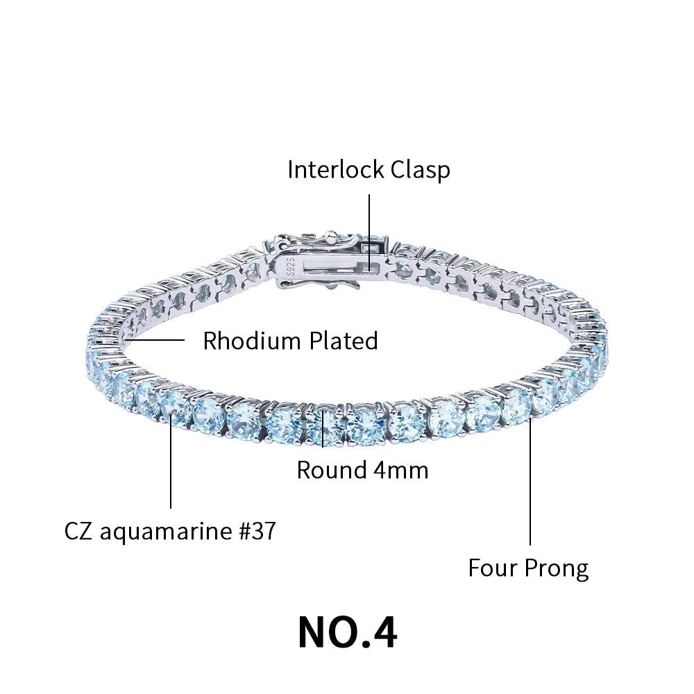 ArtistA Blue pink Black Green Women Fine Jewelry Gra 925 Sterling Silver Vvs Color Moissanite Diamond Tennis Chain Bracelet & Bangles