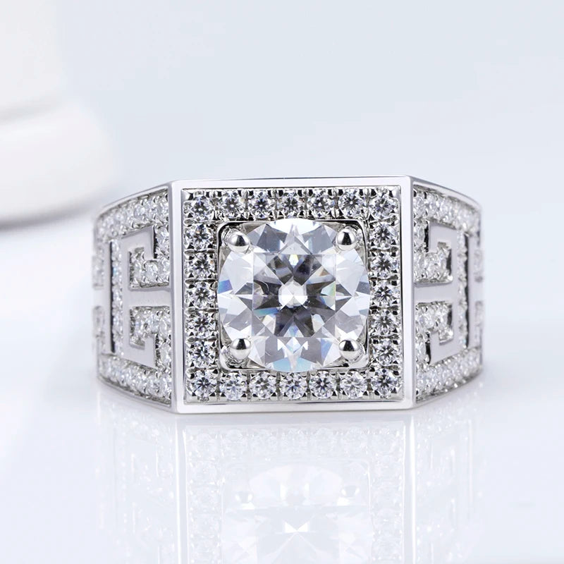 Gemfiori Messi Jewelry Customized MSR-1111 14K 18K Gold 2CT Round Shape Moissanite Ring