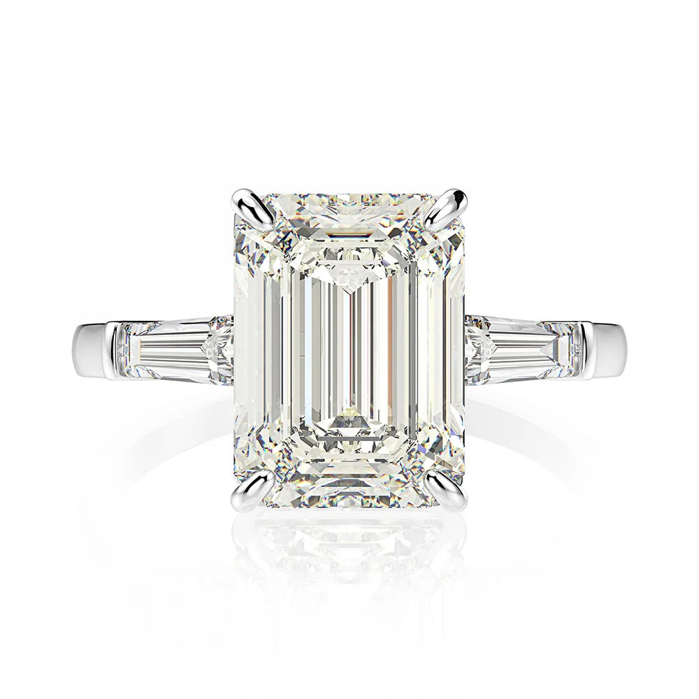Silverelli | 925 Silver Geometric Diamond Ring | Platinum Plated | Pave Setting