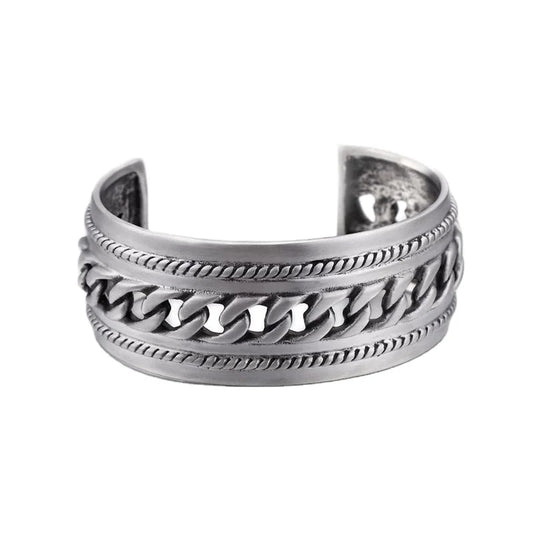 KALAEN Stainless Steel Brushed Matte Link Chain Bangles for Men