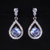 ArtistA Sparkling Star Element Mysterious 925 Sterling Silver Moonstone Stud Earrings Halo Genuine Natural Moonstone Drop Earrings