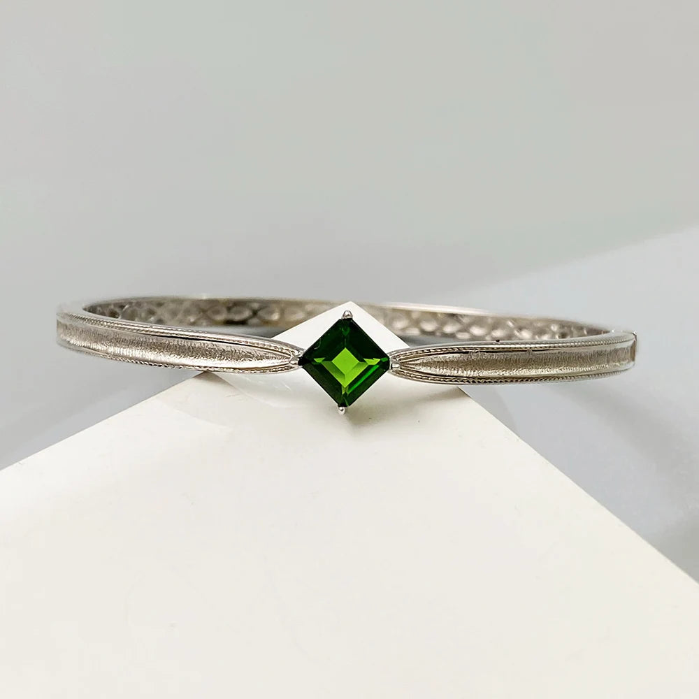 Gioiellieri Sterling Silver Emerald Bracelet with Natural Green Stone for Ladies S925 Fine Jewelry Elegant Gemstone Anniversary Present