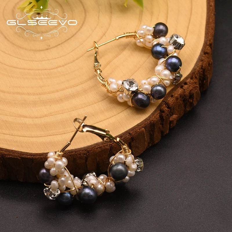 100% Natural Fresh Water Pearl Hoop Earrings for Women Engagement Birthday Luxury Jewelry Pendientes Mujer Earrings Bulk