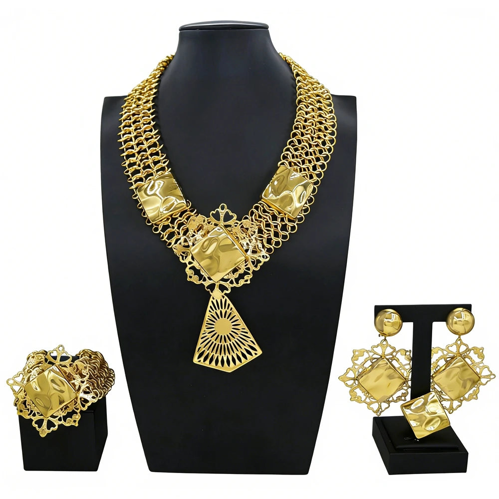 Italian Jewelry Set Alloy Brazilian Jewelry Sets Wedding Party Pendant Necklace Bracelet Ring Earrings Jewelry Set  HK052922