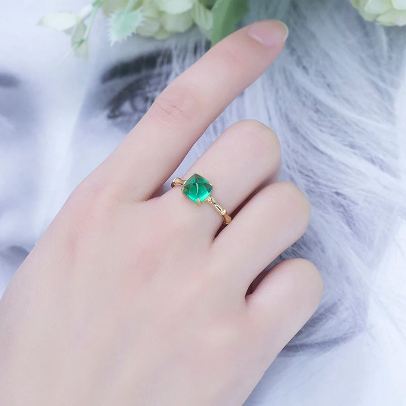 MSR-685 Fashion Designed 18k Gold Engagement Wedding Ring Jewelry Lab Grown Emerald Ring