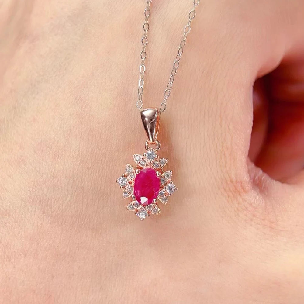 Gioiellieri Natural Ruby Sterling Silver Rhodium Plated Exquisitely Crafted Claw Setting Gemstone-Inlaid CMA Women's Anniversary Gift Party