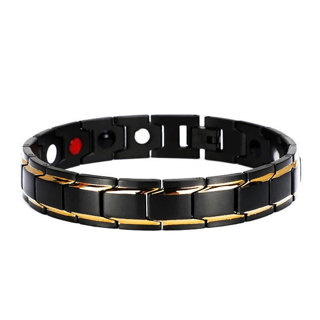 316L Stainless Steel Health Bracelet Black Gold Man's Titanium Steel Germanium Magnetic Negative Ion Woman's Bangle