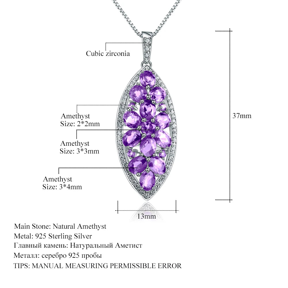 ArtistA Abiding Custom 925 Silver Natural Amethyst Chrome Diopside Bridesmaid Blossoms Big Size Jewelry Sets for Wedding