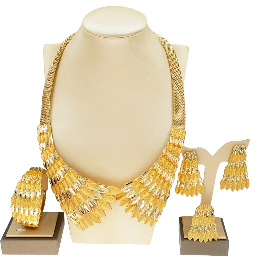 Zhuerrui Italian Gold Luxury Wedding Jewelry Sets Available Necklace Bracelet Jewellery Set High-end Fashionable Luxury H00521