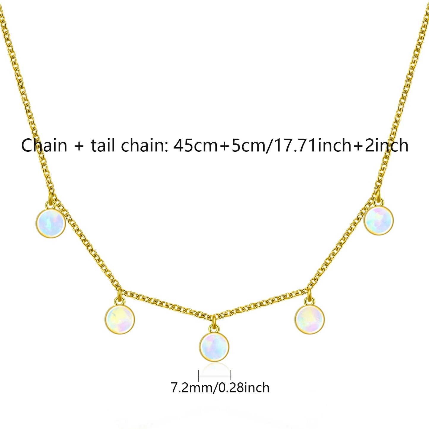 Aobao Rose Gold Silver Plated Opal Sweater Chain Minimalist Round Necklace