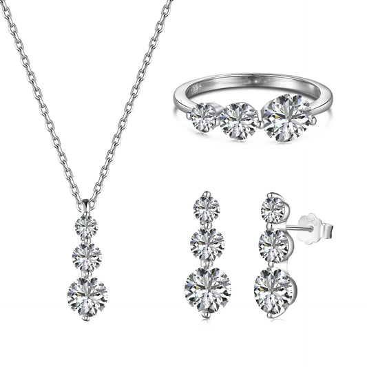 S&S 925 Silver Minimalist Jewellery Set | Necklace, Earrings & Ring