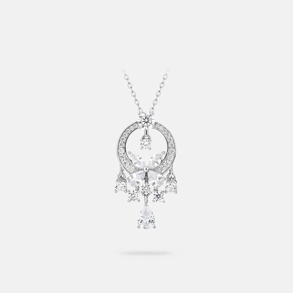 MUSHAN Jewelry Factory S925 Sterling Silver Necklace Women Electroplated Gold High Carbon Diamond Cross Border Jewelry