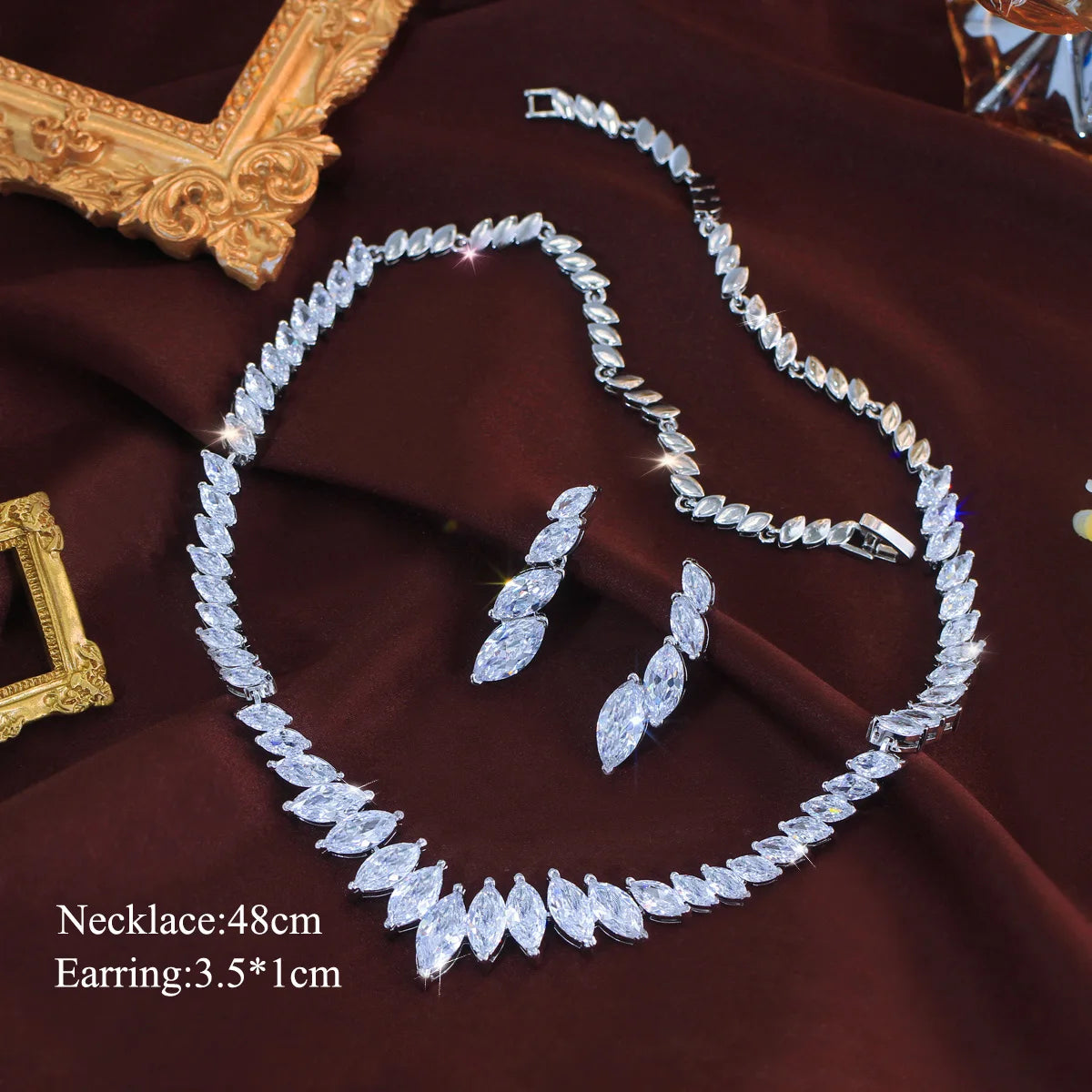 Bridal Jewelry Set Marquise Cut Cubic Zirconia Necklace and Earrings Wedding Jewelry Set for Women Luxury Accessories