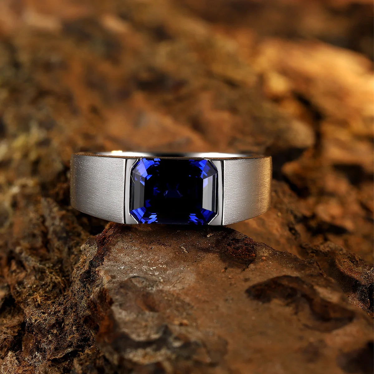 Gemfiori Gemstone 925 Sterling Silver Rings Lab Grown Sapphire Engagement Rings