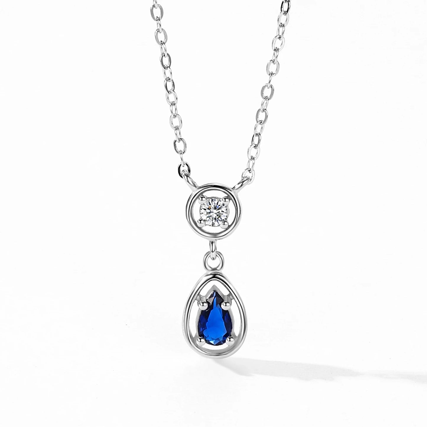 Ailmay Elegant 925 Sterling Silver Water Drop Blue Zircon Pendant Necklace Earrings New Model Jewelry Wedding Gift Set