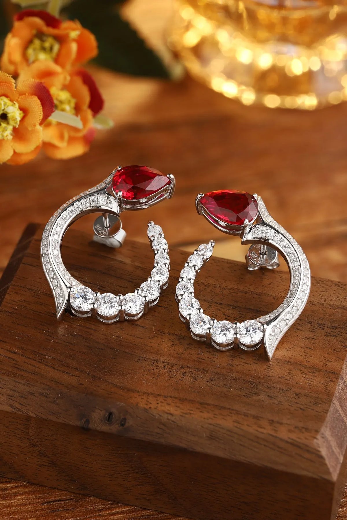 Gemfiori Anster High Quality S925 Lab Grown Ruby Earring Stud Dainty Gemstone Stud Earrings for Women Daily Wear Gift