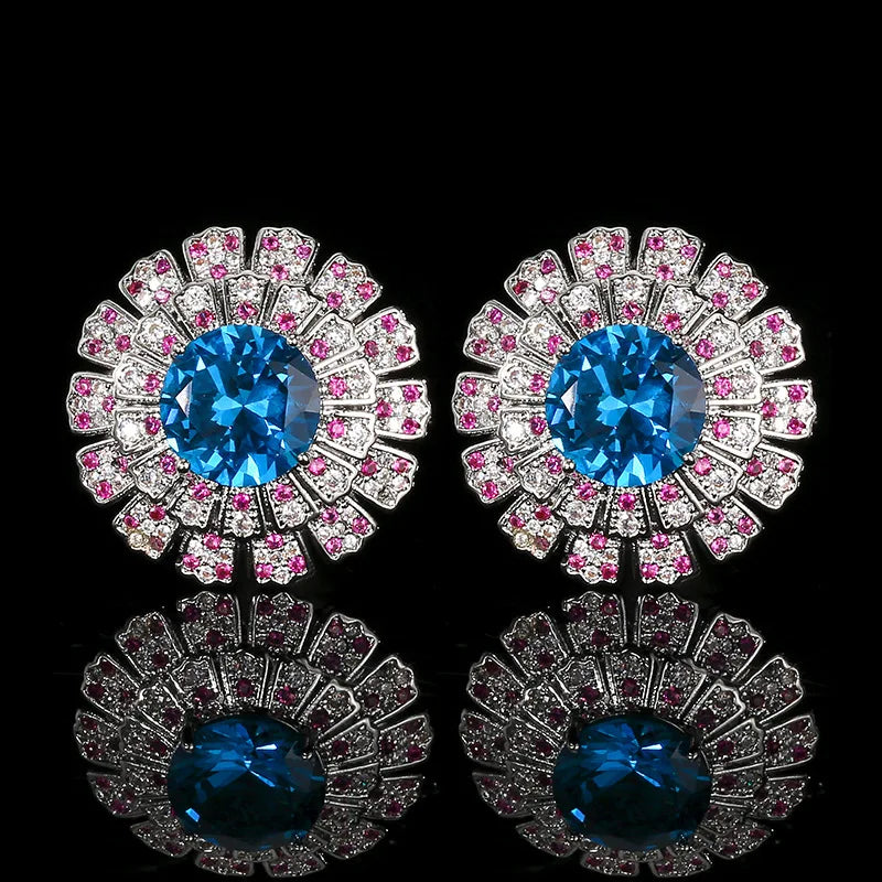 REDheart Fashion Women's 18K Gold Plated Zircon Flower Design Jewelry Set with Necklace and Open Ring