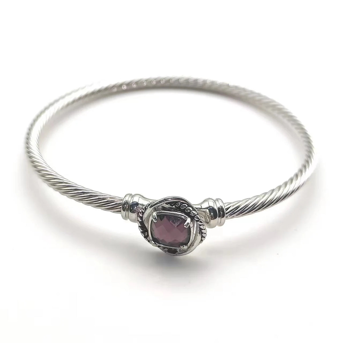 FASHIONISTA DY High-Quality Silver-Plated 3mm Square-Cut Diamond Bracelet, Colored Diamond Bracelet, Jewelry
