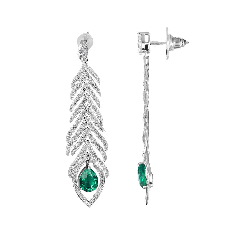 Gemfiori Messi Jewelry Earring Wedding Fashion Jewelry 18K High Quality Char White Gold Women Jewelry Gift Emerald Engagement Earrings