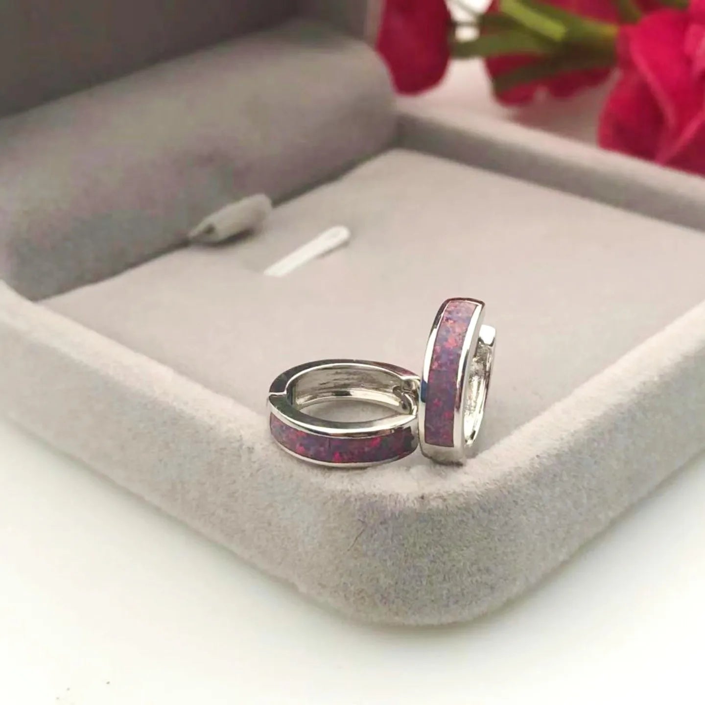 Australian Style Luxury Small Opal Stud Earrings in Silver Plated Brass for Girls with Small Ears Gift