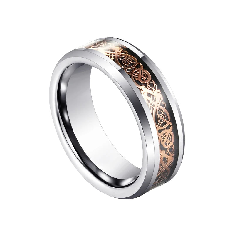 Wholesale 6mm Inlay Golden Sticker Silver Ring Tungsten Ring Man for Couple Jewelry Sets