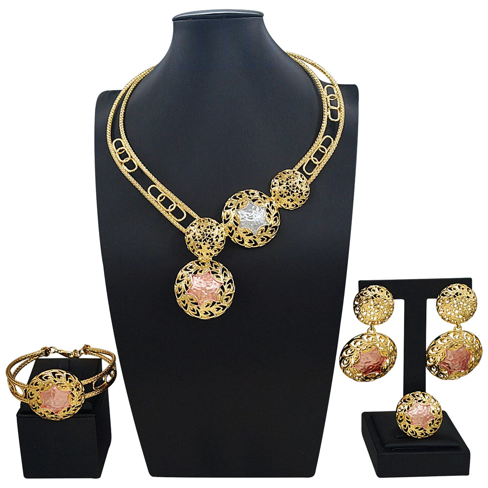 Zhuerrui Italiano Gold Designs Women Jewellery Set Party Fine Costume Jewelry Set Luxury Big Necklace Jewellery Sets X0009130