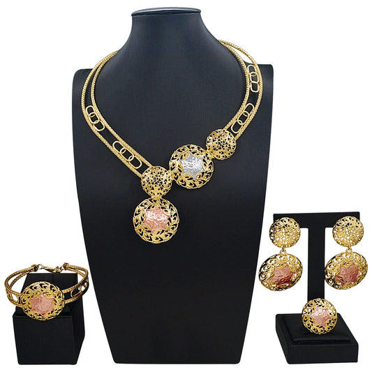 Zhuerrui Italiano Gold Designs Women Jewellery Set Party Fine Costume Jewelry Set Luxury Big Necklace Jewellery Sets X0009130