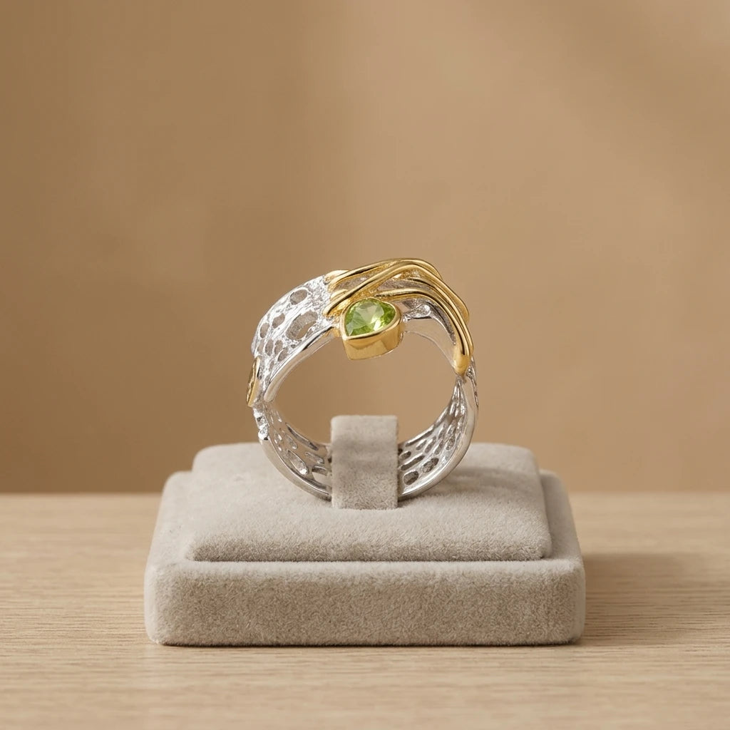 Women's Vintage Natural Peridot 925 Sterling Silver Jewelry Ring Factory