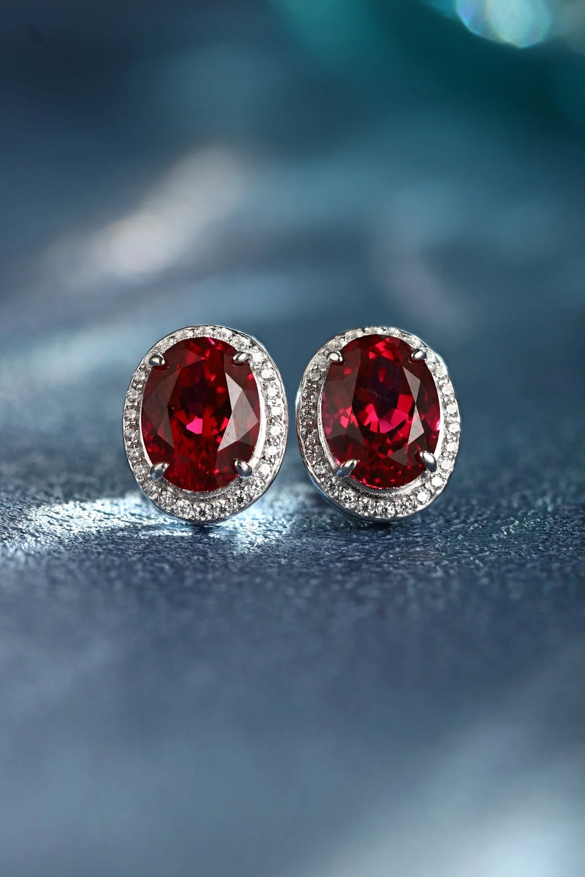 Gemfiori Anster High Quality S925 Lab Grown Ruby Earring Stud Dainty Gemstone Stud Earrings for Women Daily Wear Gift