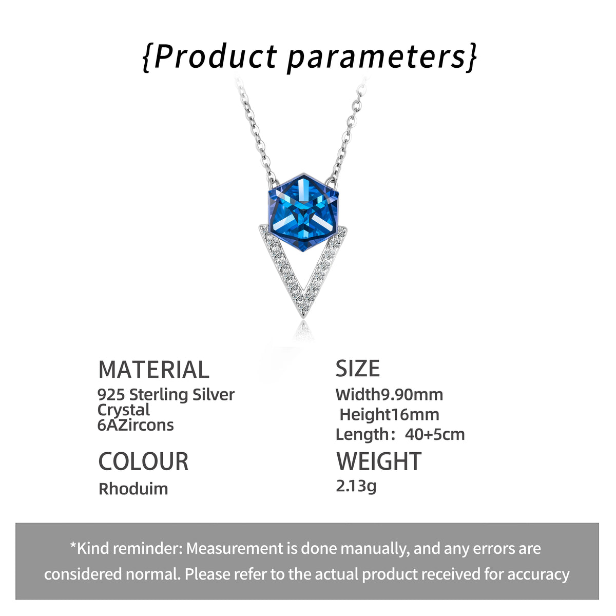 ArtistA OEM ODM 925 Sterling Silver Crystal Jewelry Set Factory Women Daily Wear Rhodium Plated V Charm Necklace for Women